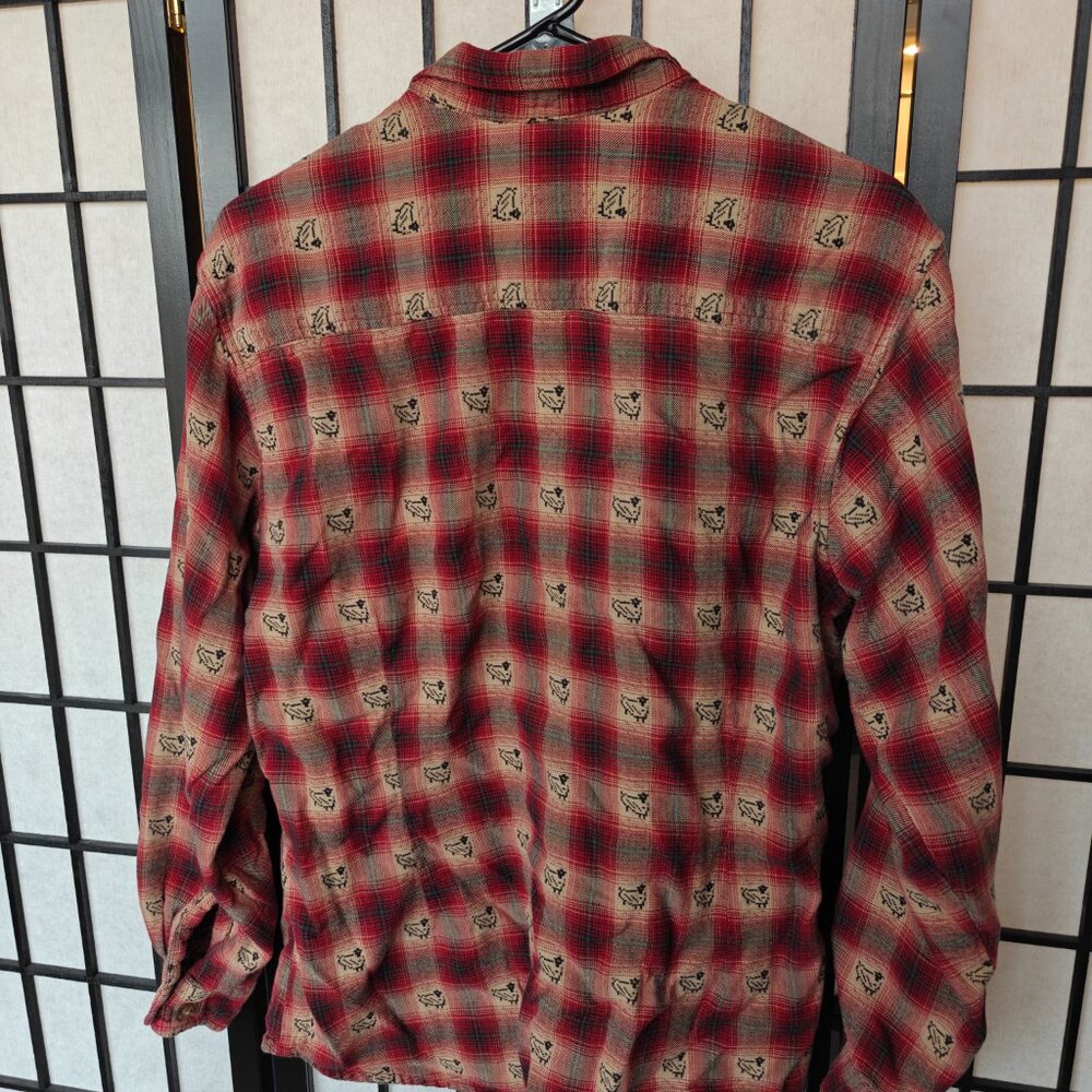 Woolrich Vintage 90s Red Plaid Flannel Button Up Shirt Sheep 100% Cotton Fall L - Picture 2 of 6